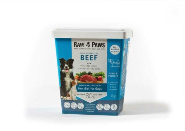 Raw4Paws Beef Dog Food 1kg container