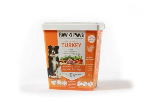 Raw4Paws Turkey Dog Food 1kg container